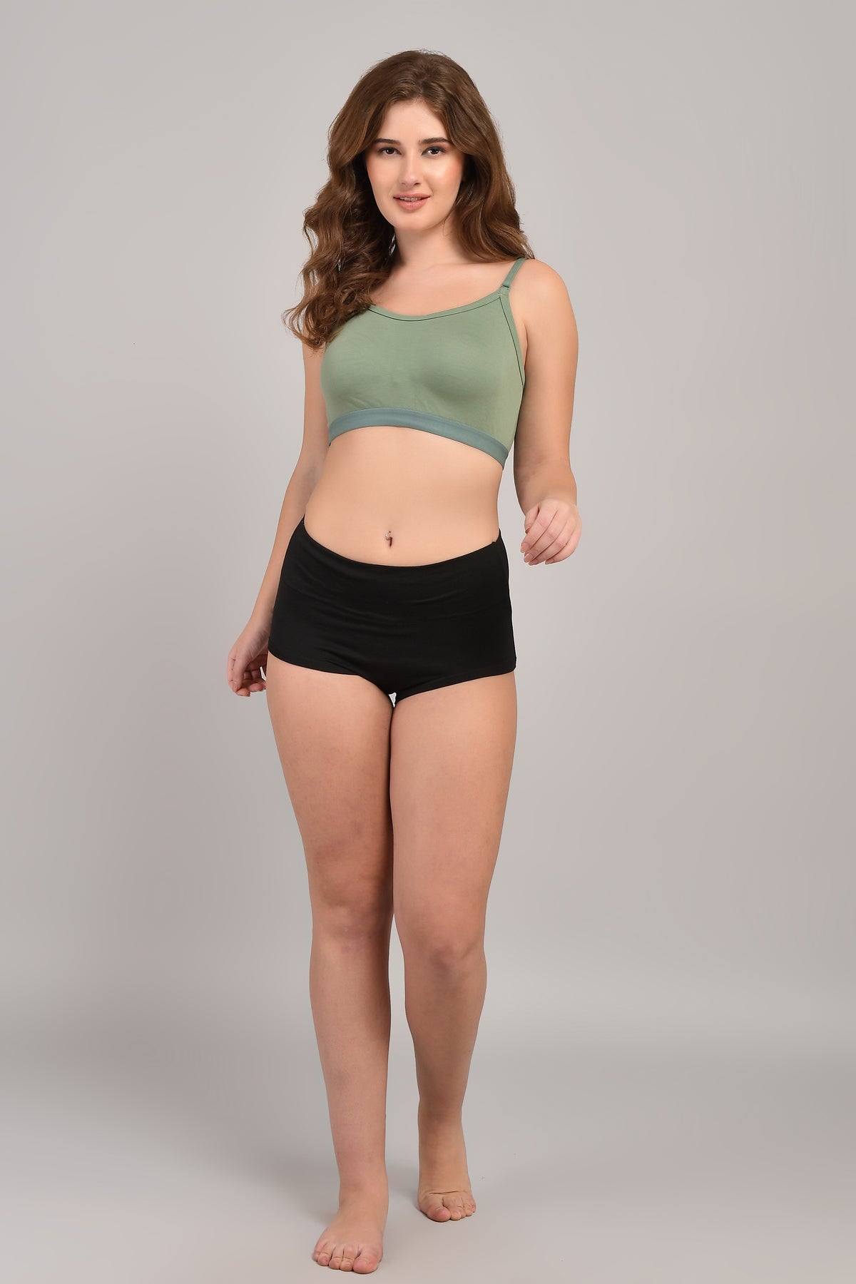 SheAndMom Medium Impact Non Padded Wire-Free Sports Bra in Sage Green