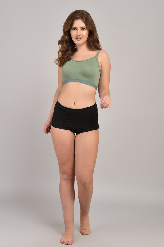 SheAndMom Medium Impact Non Padded Wire-Free Sports Bra in Sage Green