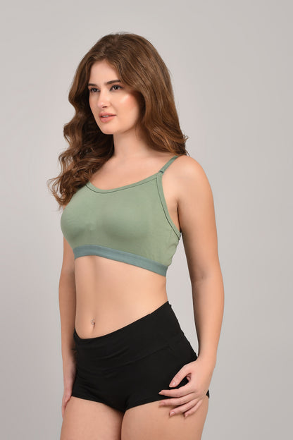 SheAndMom Medium Impact Non Padded Wire-Free Sports Bra in Sage Green