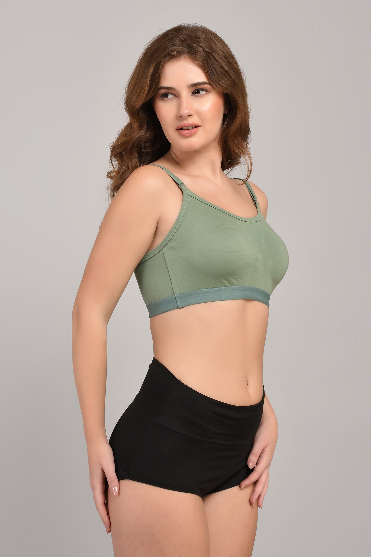 SheAndMom Medium Impact Non Padded Wire-Free Sports Bra in Sage Green