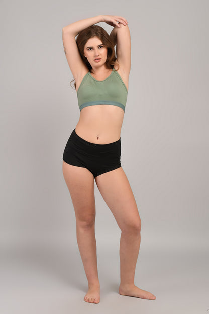 SheAndMom Medium Impact Non Padded Wire-Free Sports Bra in Sage Green